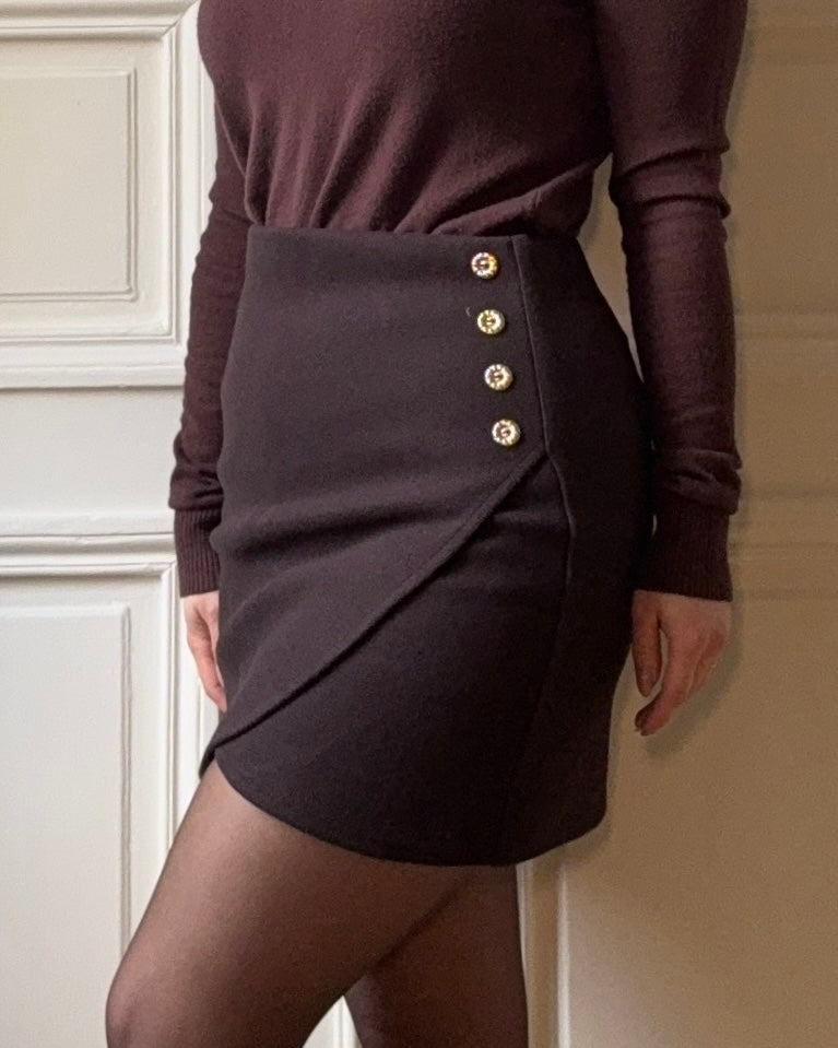 Jupe en laine marron